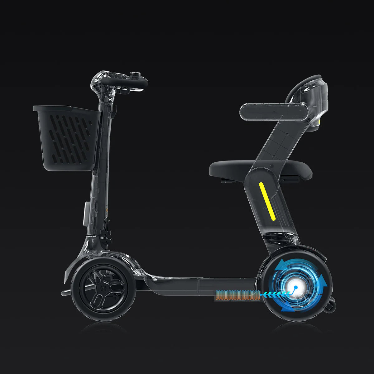 Opvouwbare scootmobiel met sterke motor