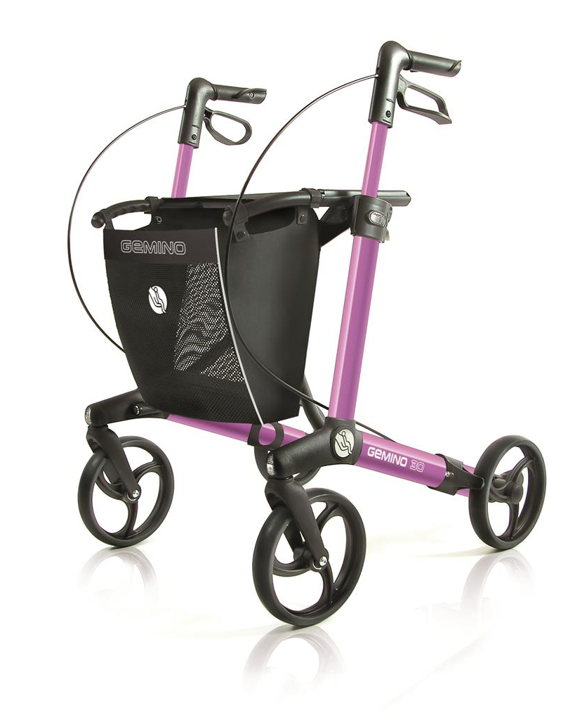 Rollator Gemino 30 incl stokhouder pink 150-200 cm < 150 kg - TotaalThuisZorg