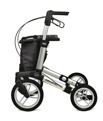 Rollator Gemino 60 zilvergrijs incl stokhouder 150-200 cm < 150 kg - TotaalThuisZorg