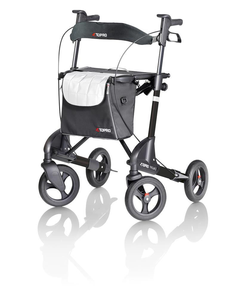 Rollator Topro Troja 2G incl rugsteun mt M mat zwart 150-200 cm < 150 kg - TotaalThuisZorg
