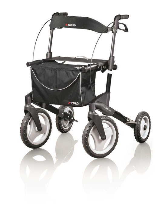 Rollator Topro Olympos off road incl rugsteun mt M mat zwart 150-195 cm < 150 kg - TotaalThuisZorg