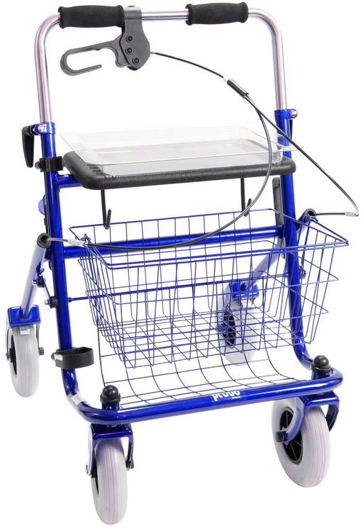 Provo rollator duwbeugel eenzijdige rem RE 43 cm blauw < 120 kg - TotaalThuisZorg